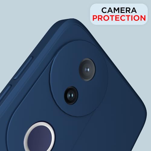 Image of Outlouders Back Cover for Vivo T4R 5G / Vivo V50e 5G / Vivo V50 5G | Camera Protection | Durable Soft Matte Silicone Bumper Case (Blue)