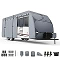 VINPATIO RV Cover, 7 Layers Heavy Duty RV & Trailer Cover, Toy Hauler Cover Fits 27'-30' RV Travel Trailer Camper Cover with Tongue Jack Cover, Extra Windproof Straps, Gutter Covers