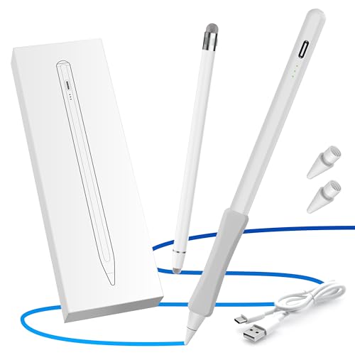 OASO Stylus Pen Set, Universal Stylus & Tilt Drawing Palm Rejection Stylus Pencil for Apple iPad 6/7/8/9/10, Mini 5/6, Air 3/4/5, Pro 11''/12.9'', M4/M2, Stylus with Pencil Grip & Replacement Tips