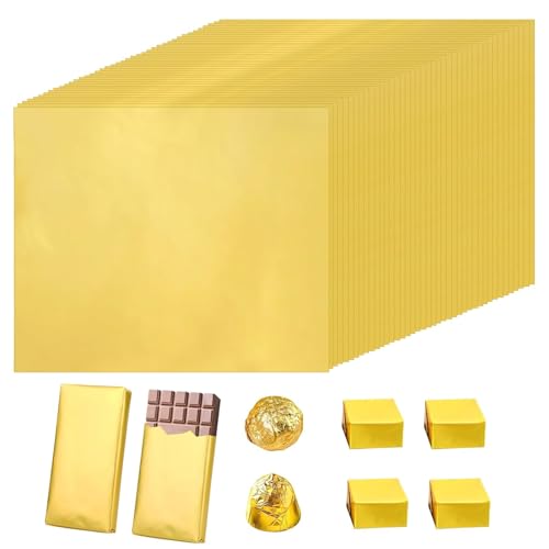 LUHOCIY Lot de 100 Boîtes en Aluminium Doré 30 x 25 cm pour Chocolat Dubaï - Emballage pour Décoration DIY / Fabrication / Noël