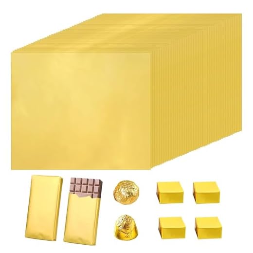LUHOCIY Lot de 100 Boîtes en Aluminium Doré 30 x 25 cm pour Chocolat Dubaï - Emballage pour Décoration DIY / Fabrication / Noël