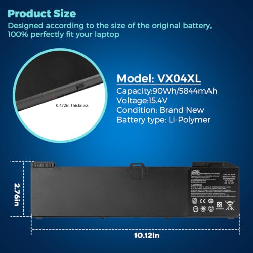 Image of VX04XL L05766-855 Battery Replacement for HP ZBook 15 G5 G6 4ME79AA Series VX04090XL HSTNN-IB8F L06302-1C1 HSN-Q13C 90Wh 15.4V