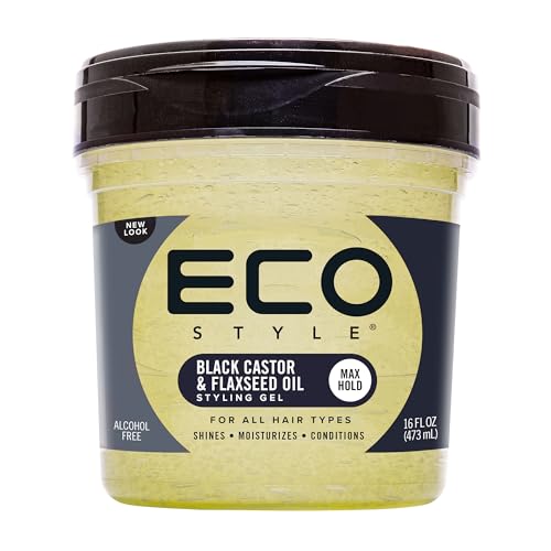 Eco Style Black Castor And Flax Seed Oil Eco Styler Hair Gel, Hydrate and Style, Alcohol-Free, Green 473 ml (Pack of 1)