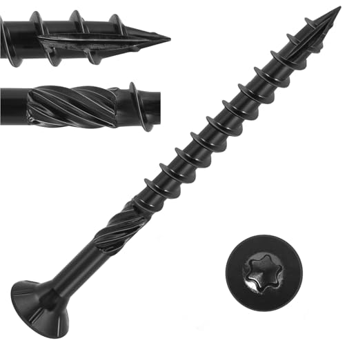 VGBUY Deck Screws #14 x 4-1/2 inch,Heavy Duty Exterior Wood Screws,Torx Drive Head Deck Screw Black Rust Resistant Epoxy Coated,Long Outdoor Decking Screws with Star Bit,for Fence,Timber(26 pcs)