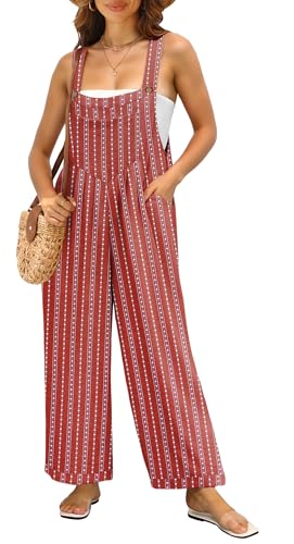 IWOLLENCE Women's Summer Jumpsuits Boho Wide Leg Overalls Casual Loose Rompers with Pockets 2025