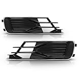 Front Bumper Fog Light Cover Grill Chrome Black Left and Right Compatible with Audi A6 (C7) 2014-2018, Not Fit S-Line Model 4G0807647, 4G0807648, 4G0807648T94, 4G0807681AD, 4G0807682AD, 4G0807647T94