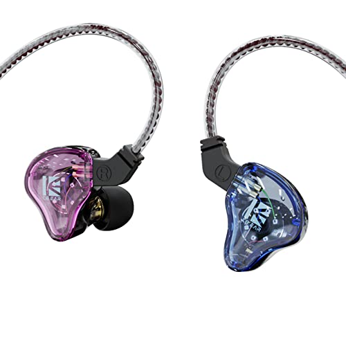 Yinyoo KBEAR KS2 Auriculares HiFi in-Ear para PC, 1BA 1DD Híbridos Con Cancelación de Ruido IEM, Cable Extraíble para Singer Drummer Stage (Con Micrófono, Morado)