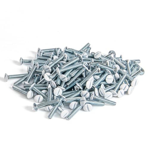 Henne Bery 3/4" Long 6-32 Thread, Oval Head Milled Slot Replacement Wall Plate Screws, 150 Pack, White