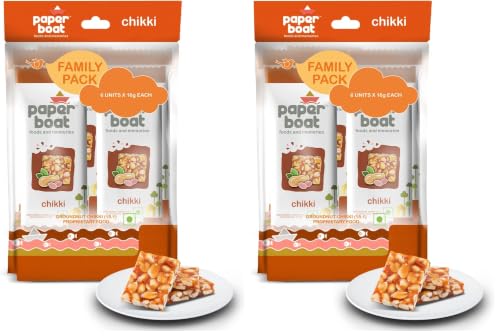 Image of Paper Boat Chikki Family Pack, Peanut Bar, No Added Preservatives and Colours | Gajak | Sweets | Made with Jaggery | Gazak (Pack of 12, 16g Each)