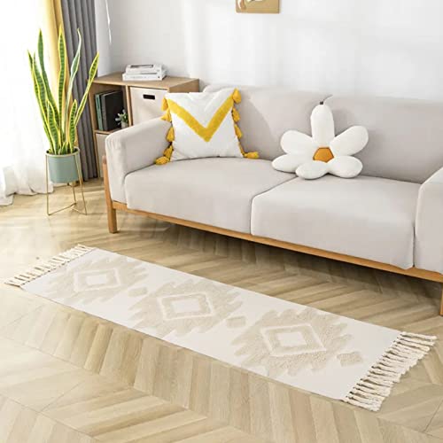 Leevan Hallway Runner Rug 2X8 Washable Kitchen Rug Beige Boho Bedroom Rug With Tassel Cotton Woven Floor Mat Long Entryway Rug Geometric Rug Perfect For Office Living Room Classroom Laundry/Dorm Room #TOP1