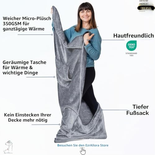 EzrAllora Leichte Fußtaschen-Decke mit Beuteltasche – 170,2 x 101,6 cm – Überwurf für TV-Nächte – Geschenke für Männer, die Nichts wollen… – Ansicht 2