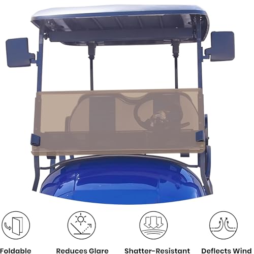 Huskey 3/16" Thick Tinted Golf Cart Windshield With Bottom Rubber Body Protection Trim For 2004-Up Club Car Precedent/Tempo/Onward, 25% thicker than most aftermarket windshields