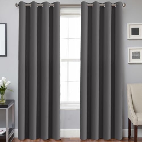 H.VERSAILTEX Charcoal Gray Blackout Curtain Panels for Bedroom Kitchen Curtains