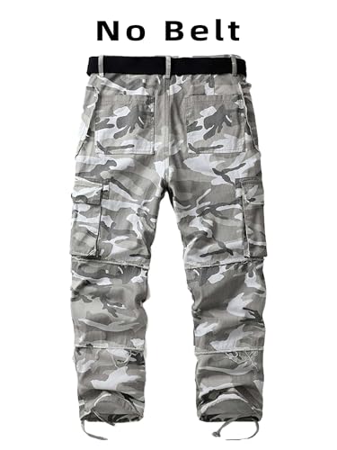 Men's Camo Cargo Work Pants Raw Edge Cotton Casual Streetwear Ripstop Outdoor Trousers with Multi Pockets2