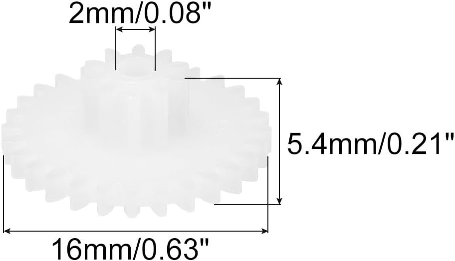 MECCANIXITY 30Pcs Plastic Gears 30 Teeth Plastic Double Gears Model 30122BA Reduction Gear for RC Car Model DIY Robot,White Module 0.5