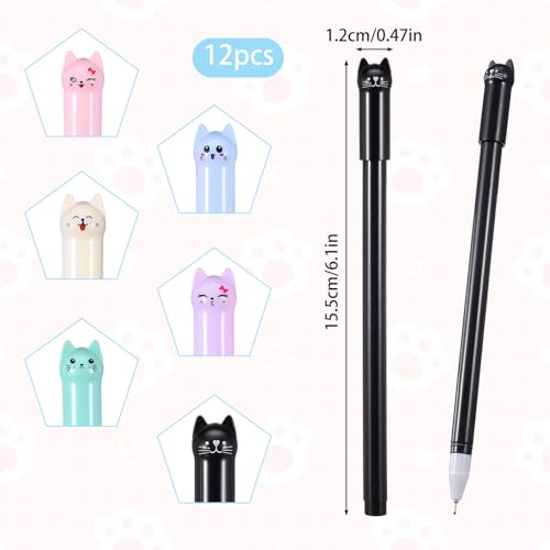 TIESOME 12 bolígrafos gel negro estilo gato miniatura 2