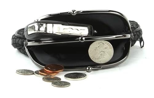 Leather Impressions Small Coin Purse For Men & Women, Change Holder & Twist Clap Pouch, Mini Wallet For Credit Card & Key, Money Wallet, Ring & Cash Bag, Coin Clutch (Black And Silver - 2 Pack) #TOP3