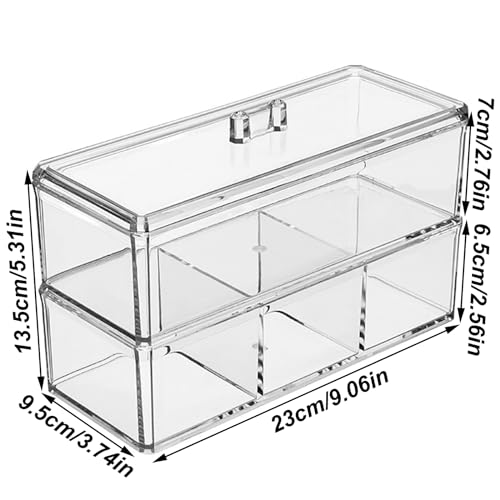 Organizador de Maquillaje Acrílico con 2 Niveles Apilables con Tapa para Almacenaje de Cosméticos, Joyas/Estuche de Cosméticos Transparente para aparador vanidad - imagen 4