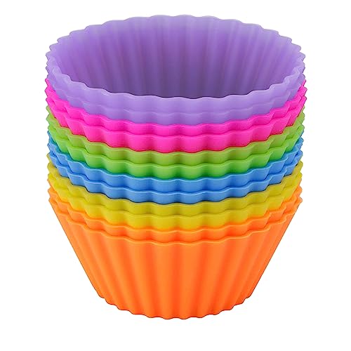 gvivej Molde de silicona para magdalenas, 12 unidades, antiadherente, moldes reutilizables para magdalenas, 6 colores, uso en pasteles, pudín, crema