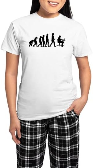 CafePress Office Evolution Pajamas Women's Novelty Cotton Pajama Set, Comfortable PJ Sleepwear