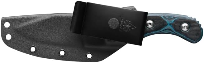 Tops Knives Delta Unit 3 Full Tang Fixed Blade - Tactical Blade Finish- Black Kydex Sheath w/Rotating Spring Steel Clip (Blue/Black G10 Handle)