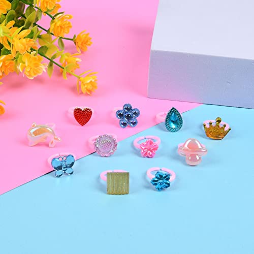 OSDUE Girl Rings, 50PCS Little Girl Jewel Rings in Box, Adjustable Ring Set for Girls No duplication - Image 4