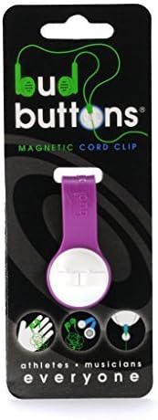 Bud Buttons by SPRK - Magnetic Headphone & Earbud Cord Organizer - Sure Stay Clip Great for Musicians, Runners & Outdoor Fitness (Purple/White)