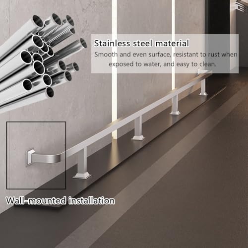 Soporte de barra de acero inoxidable, pasamanos de montaje en pared con conector interno para bar, garaje y escalera, acabado plateado duradero
