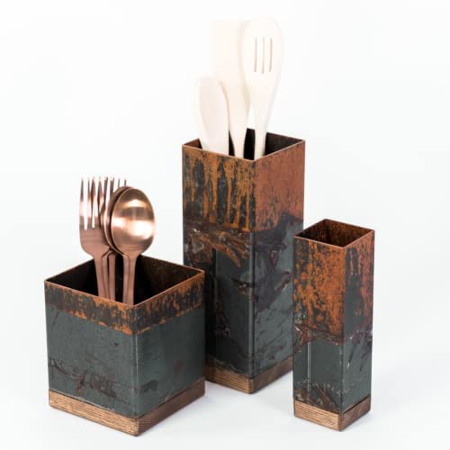 Utensil Holder Cutlery Organizer Kitchen Spoon Stand Accessories Utensils Table Kitchenware Chopsticks Box Universal (SET OF 3, Rustic)