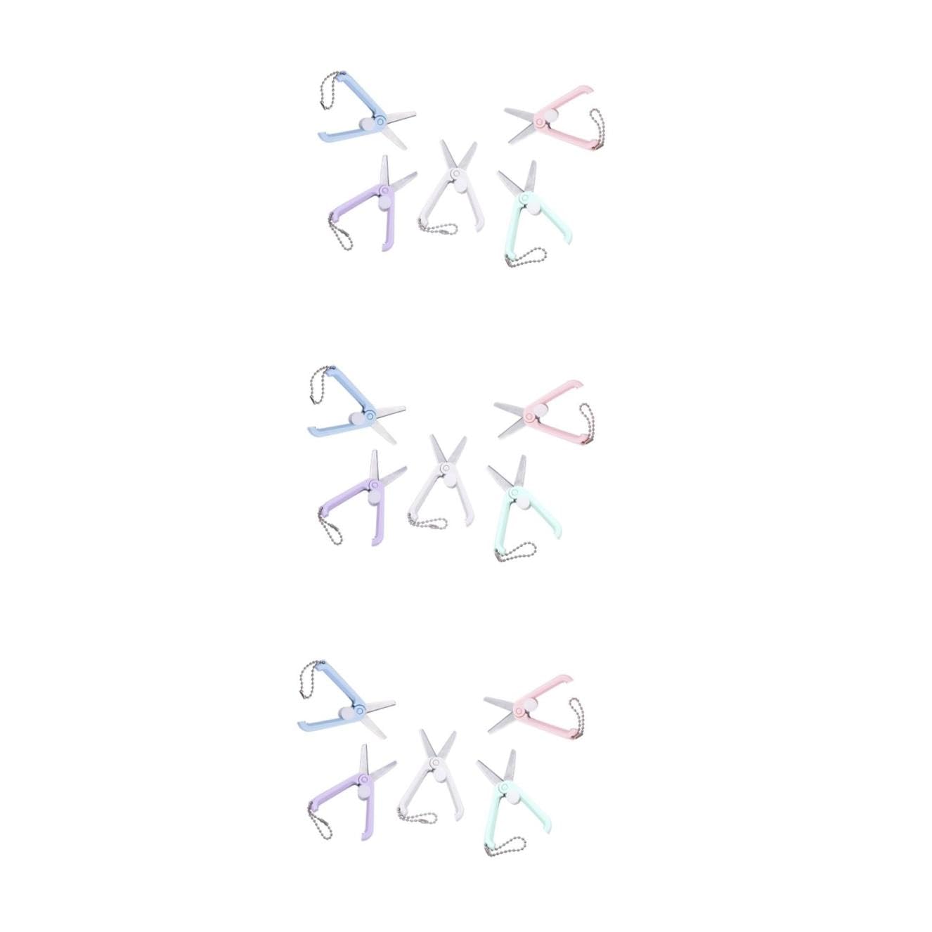 Tofficu 3 Ensembles Ciseaux Portables Coupe-Coutures Ciseaux À Tissu Petits Pour Coupe-Fil D'Artisanat Sans Danger Pour Les Enfants De Travail 5 pièces * 3