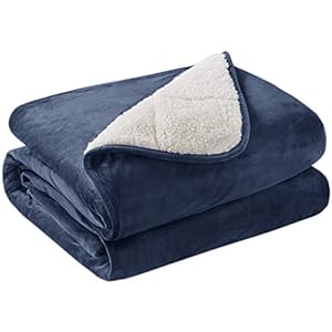 Degrees of Comfort 10 lbs Soft Sherpa Fleece Weighted Throw Blankets for Couch, Small Blanket for Women, Kids & Adult, Ultra Fuzzy Throws with Plush Flannel Top, 50″x 60″, Navy