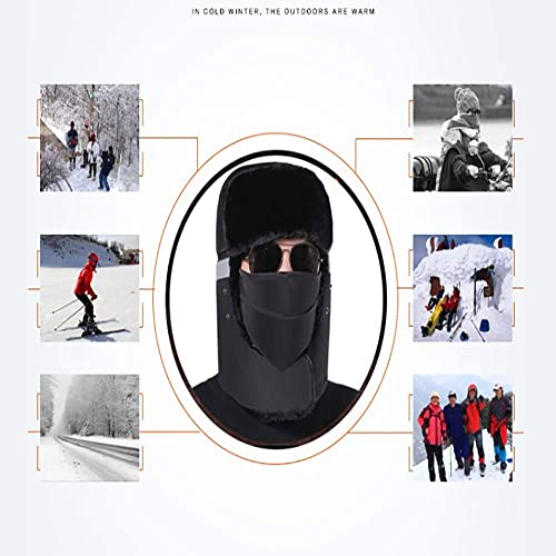 Winter Men's and Women's Bomber Hats with Russian earlobe Buckle and Windproof Face Mask for Skiing Skating Mountaineering (I) (B)4