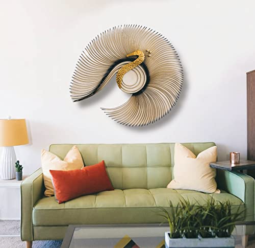 Image of SNS Decor Metal Peacock Wall Art Decorations | Modern Luxury Metal Wall Art Decor, | Perfect 3D Wall Sculpture For Living Room, Drawing Room, Restaurant, Hotel & Office (Design-047)