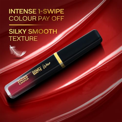 Image of FACESCANADA Comfy Matte Wow Liquid Lipstick Ruby Rouge 03 3.8ml | One Swipe Application | Highly Pigmented | Comfortable Wear | Glides Smoothly | Long Lasting | Transferproof