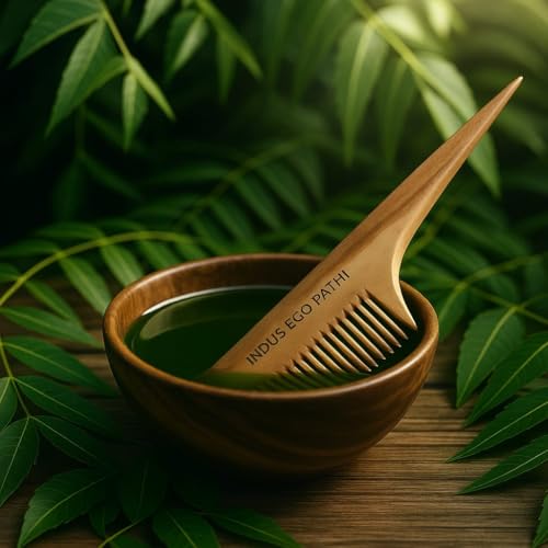 Peine cola anti caspa de madera de Neem miniatura 3