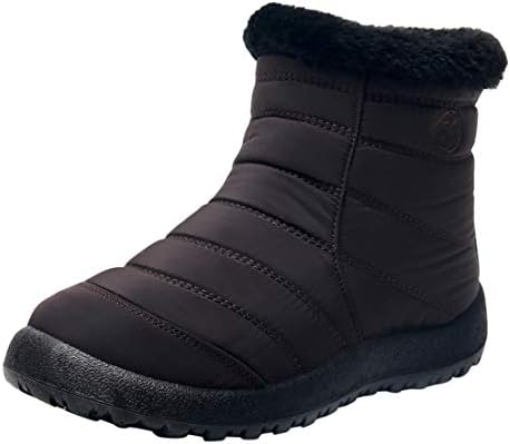 Women's Winter Ankle Short Bootie Girls Waterproof Footwear Casual Warm Snow Boots (Black, 9.5-10-Women-US)