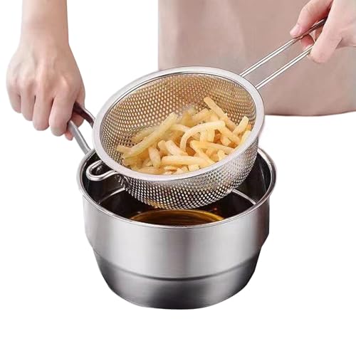 Colador De Cocina - Tazón Colador De Acero Inoxidable, Filtro De Malla Fina Con Mango, Gadget De Cocina Duradera Para El Uso Diario | Herramienta De Tamizado Versátil Para Pastas Y Taladros