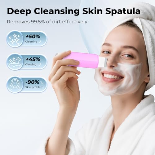 Blackhead Remover Tool Face Scrubber: PETYDOOT Double-Headed Face Spatula Skin Scrubber, Nose Pore Cleaner Blackhead Remover for Facial Deep Cleansing Skin Care Tool for Men & Women (Pink) — view 2