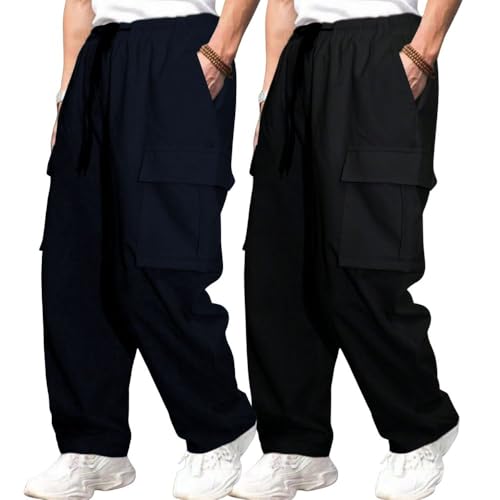 Image of GRECIILOOKS Men's Regular Fit Low Rise Polycotton Cargos | Cargo Track Pant | Loose Fit | Regular Trouser (Available in Plus Size)