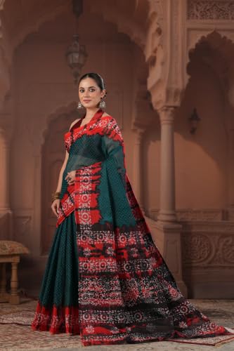 Image of TAMAIRA FASHION Mulmul Pure Cotton Saree For Woman Batik Printed|Office Wear Daily Wear Sarees For Women Without Blouse Piece (Available in 13 Colours)