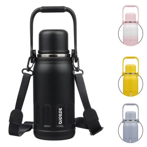 Image of BJPKPK Stainless Steel Insulated Bottle with Handle & Strap, 27oz