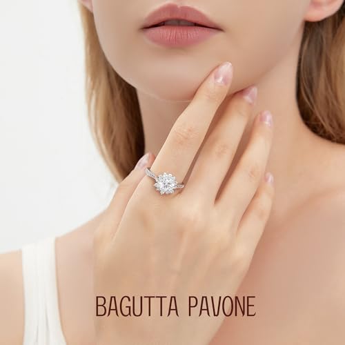 Flower Moissanite Engagement Rings for Women,Women's 925 Sterling Silver Moissanite Flower Engagement Ring for Women,Elegant Flower Design with Brilliant Moissanite Stones4