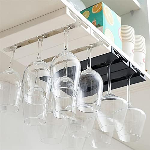 Riipoo Wine Glass Holder Under Shelf, Wine Glass Rack Under Cabinet, No Drill & Screws Stemware Rack for Bar Kitchen, 2-Pack, White