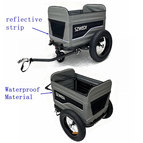 SZWEDI Bike Cargo Trailer&Hand Wagon,100 lbs Load Capacity, Heavy-Duty Bicycle Wagon Cart, Foldable Compact Storage & Quick Release with Universal Hitch, 16" Wheels by SZWEDI - Image 5