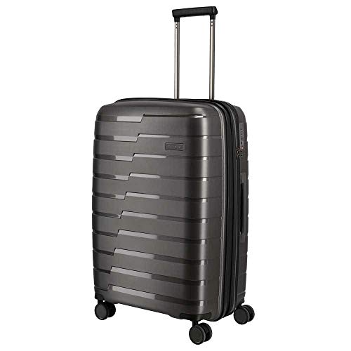 travelite 4-Rad Koffer M mit Dehnfalte + TSA Schloss, Gepäck Serie AIR BASE: Funktionaler Hartschalen Trolley im coolen Look, 075348-04, 67 cm, 71 Liter (erweiterbar auf 82 Liter), anthrazit (grau)