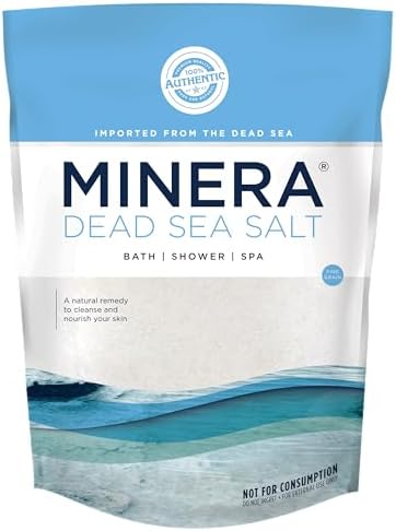 Minera Fine Grain Dead Sea Salt for Bath & Foot Soaks โ 5 lbs, Fast-Dissolving, 100% Pure and Natural, Unscented, Skin-Softening Sea Salt