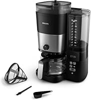 Philips All-in-1 Filterkaffeemaschine - integriertes Kegelmahlwerk für frisch gemahlenen Kaffee - Duo-Bohnenbehälter, 1,25-L-Glaskanne, individuelle Einstellung der Intensität (HD7900/50)