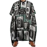BTCOWZRV Retro Cool Camera Collection Barber Cape Professional Waterproof Barber Apron Hair Cutting Salon Cape Adjustable Cooking Kitchen Bib Aprons for Hair Stylist Makeup Home Use