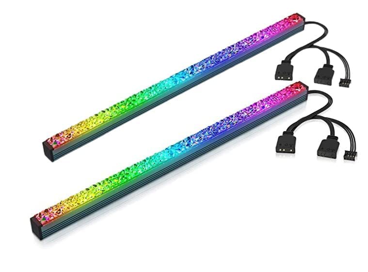 Image of ARGB LED Light Bar 280mm - Diamond-Cut Acrylic RGB Light for PC Cabinet | 5V 3-Pin Addressable Sync | Magnetic Ambient Lighting for Gaming Setup (Set of 2)