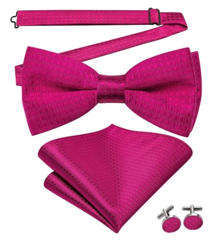 Image of Dubulle Mens Paisley Striped Bowtie Set Pre-tied Bowtie for Men and Pocket Square Set Wedding Business